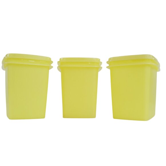 Vintage 1980s Tupperware Set of 3 Yellow Food Storage Containers #1243-4 w/Lid - Picture 5 of 7